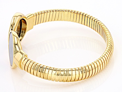 18k Yellow Gold Over Sterling Silver Lire Coin Cuff Bangle - Size 7.25