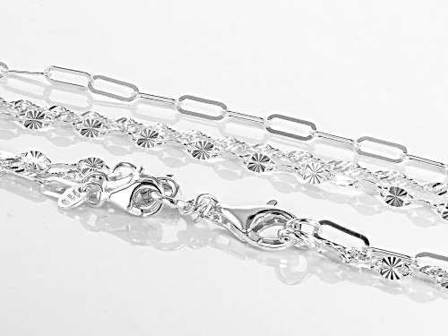 Sterling Silver Multi-Link Set of 3 Chains With Multi-Strand Connecting Clasp
