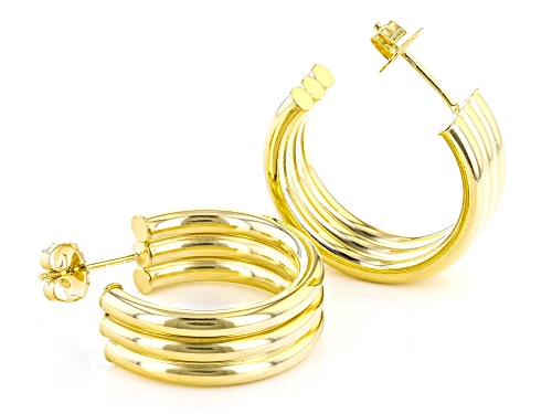 18k Yellow Gold Over Sterling Silver  Multi-Row Hoop Earrings