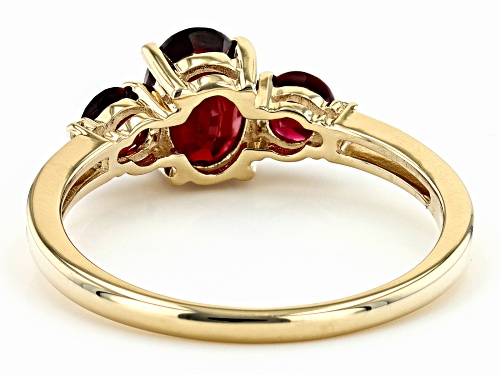 0.75ct Oval And 0.36ctw Round Red Spinel and 0.01ctw White Diamond Accent 10K Yellow Gold Ring - Size 8