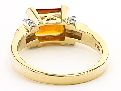 2.00ct Octagonal Madeira Citrine With 0.21ctw Round White Diamond 10K Yellow Gold Unisex Ring - Size 10