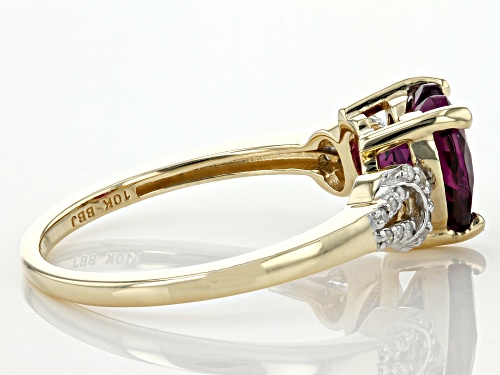1.57ct Heart Shaped Grape Color Garnet With 0.07ctw White Diamond Accent 10k Yellow Gold Heart Ring - Size 6