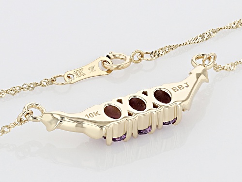 1.15ctw Purple Sapphire With 0.03ctw Diamond Accent 10k Yellow Gold Bar Necklace - Size 18