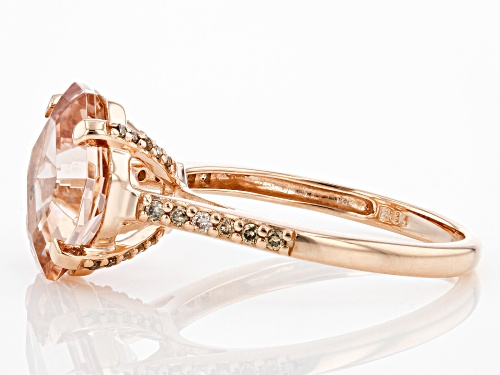 3.75ct Asscher Cut Cor-de-Rosa Morganite™ With 0.15ctw Round Champagne Diamond 14k Rose Gold Ring - Size 9