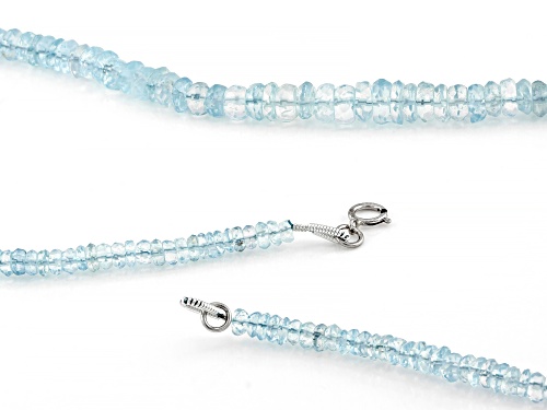 Rondelle Aquamarine Rhodium Over 14k White Gold Beaded Necklace - Size 18