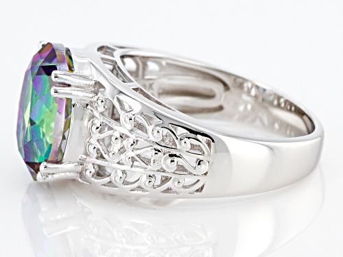 4.00ct Oval Multi-Color Quartz Rhodium Over Sterling Silver Solitaire Ring - Size 10