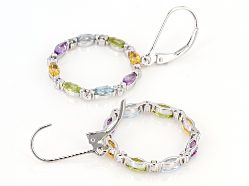 2.12ctw Marquise Multi-Gem With 0.20ctw White Zircon Rhodium Over Silver Dangle Earrings