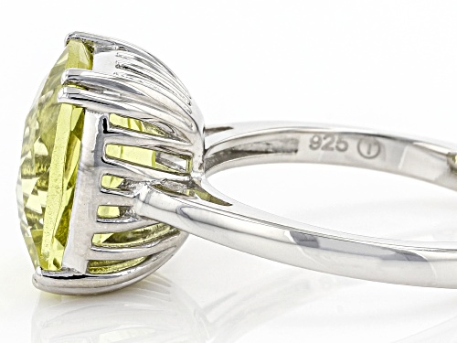4.5ct Cushion Checkerboard Cut Canary Quartz Rhodium Over Sterling Silver Solitaire Ring - Size 6
