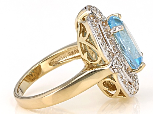 4.79ct Oval Glacier Topaz™ With 0.70ctw White Topaz 18k Yellow Gold Over Sterling Silver Ring - Size 8