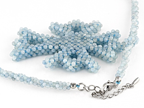 2.7mm-2.3mm Blue Aquamarine Rhodium Over Sterling Silver Necklace With Cross Enhancer Pendant - Size 18