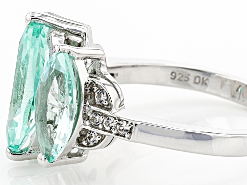 3.47ctw Marquise Lab Green Spinel With 0.05ctw Lab White Sapphire Rhodium Over Silver Ring - Size 8