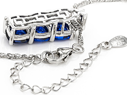 2.04ctw Rectangular Cushion Lab Created Blue Spinel Rhodium Over Sterling Silver Pendant With Chain