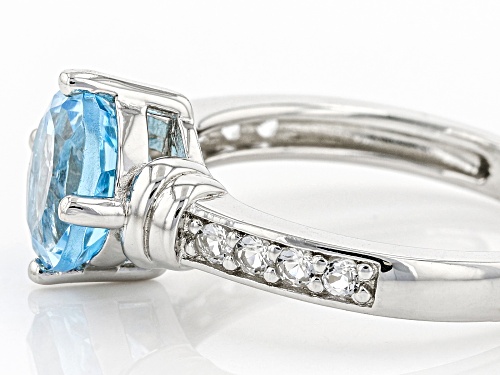 2.03ct Round Glacier Topaz™ With 0.20ctw White Topaz Rhodium Over Sterling Silver Ring - Size 8