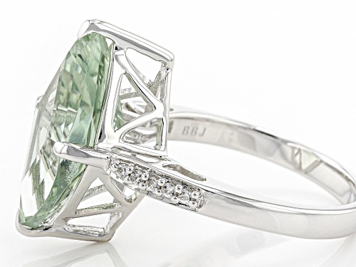 3.84ct Cushion Prasiolite With 0.09ctw White Zircon Rhodium Over Sterling Silver Ring - Size 8