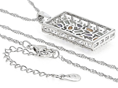 3.35ctw Tanzanite, Morganite, Aquamarine & White Zircon Rhodium Over Sterling Silver Pendant/Chain