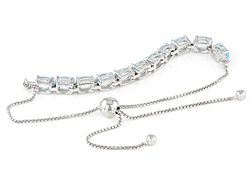 5.04ctw Oval Glacier Topaz™ Rhodium Sterling Silver Adjustable Bolo Bracelet