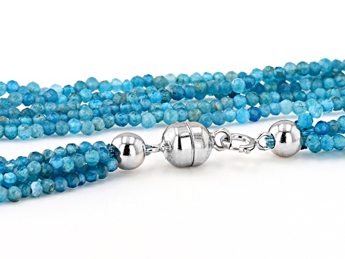 2.0mm Round Blue Apatite Rhodium Over Sterling Silver Beaded 5-Strand Necklace - Size 18