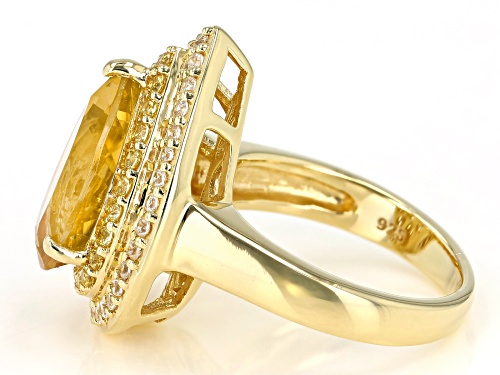 4.09ctw Brazilian Citrine, White Zircon & Yellow Sapphire 18k Yellow Gold Over Sterling Silver Ring - Size 8