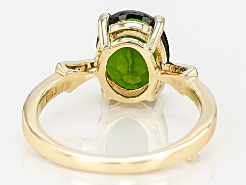 2.65ct Oval Russian Chrome Diopside With .03ctw Round White Zircon 10k Yellow Gold Ring - Size 7