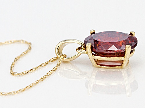 2.12ct oval sphalerite solitaire 10k yellow gold pendant with chain.