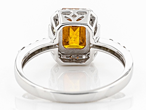 2.16ct emerald cut sphalerite, .04ctw yellow sapphire and .22ctw white diamond 10k white gold ring - Size 8