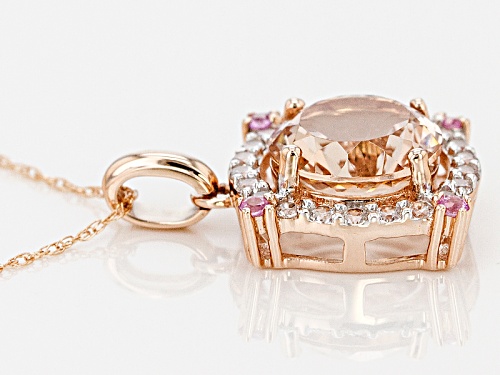 1.93ct Cor-De-Rosa Morganite™, .42ctw Pink Sapphire & White Zircon 10k Rose Gold Pendant W/Chain