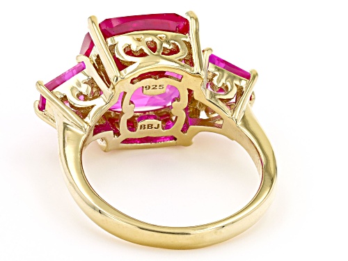 8.93ctw Lab Created Pink Sapphire 18k Yellow Gold Over Sterling Silver Ring - Size 7
