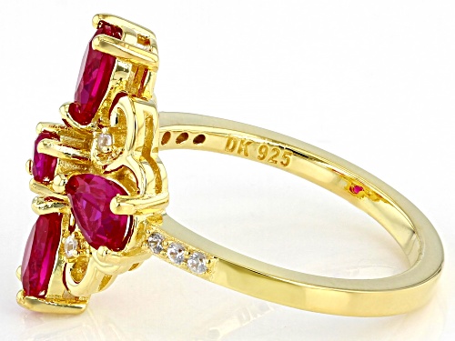 1.72ctw Lab Created Ruby And 0.13ctw White Zircon 18k Yellow Gold Over Sterling Silver Ring - Size 10