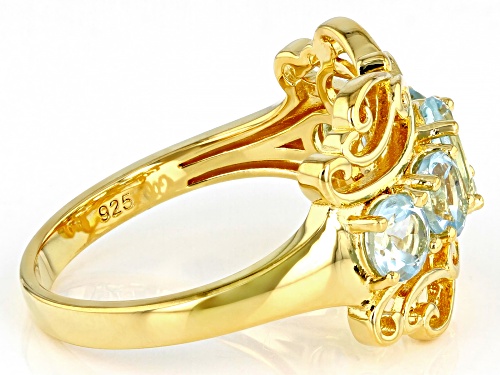 1.52ctw Mixed Shapes Glacier Topaz™ 18k Yellow Gold Over Sterling Silver Ring - Size 8