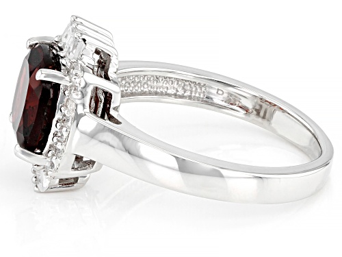 2.67ct Cushion Vermelho Garnet™ With 0.53ctw White Zircon Rhodium Over Sterling Silver Ring - Size 7