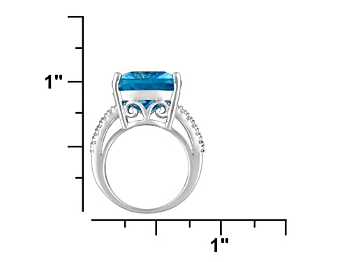 16.75ct Rectangular Cushion Glacier Topaz ™ Rhodium Over Sterling Silver Solitaire Ring - Size 5