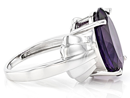 7.82ct Oval African Amethyst Rhodium Over Sterling Silver Solitaire Ring - Size 7