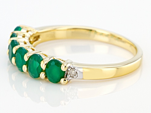 .74ctw oval green onyx with .01ctw diamond accent 18k gold over sterling silver band ring - Size 7