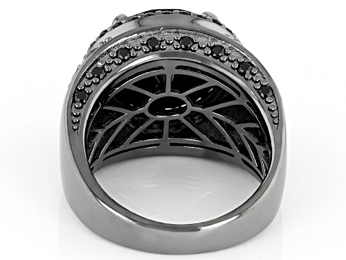9.90ctw Round and .14ctw Baguette Black Spinel, Black rhodium over sterling silver Ring - Size 11