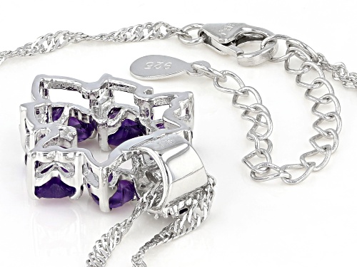 1.80ctw African Amethyst With 0.05ctw White Zircon Rhodium Pendant with Chain