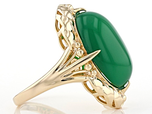 18x13mm Oval Green Onyx 18k Yellow Gold Over Sterling Silver Solitaire Ring - Size 6