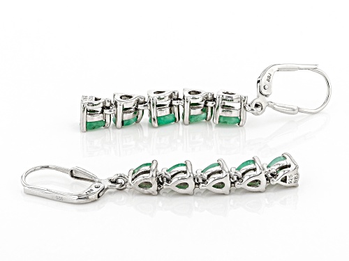 1.19ctw Pear Shape Zambian Emerald Rhodium Over Sterling Silver Drop Earrings