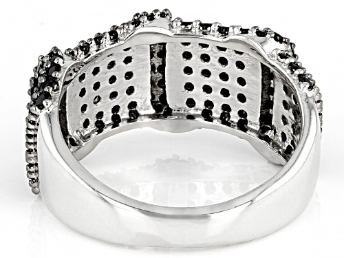 1.39ctw Round Black Spinel Rhodium Over Sterling Silver Band Ring - Size 8
