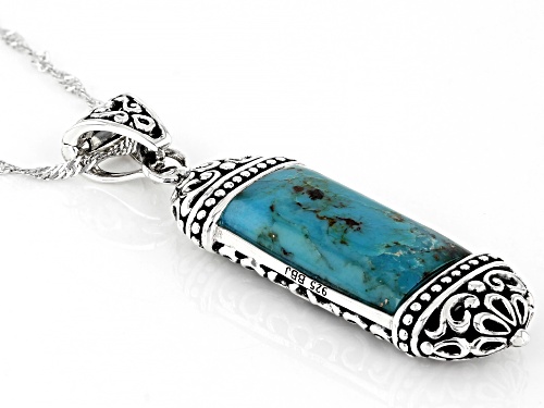 22x12mm Custom Cabochon Turquoise Sterling Silver Two-Sided Enhancer With Chain