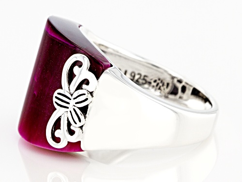 14.5x18mm Custom Cabochon Pink Tiger's Eye Sterling Silver Solitaire Ring - Size 6