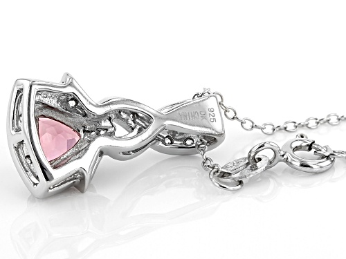 .51ct Trillion Pink Tourmaline and .15ctw Round Zircon Rhodium Over Silver Pendant With Chain
