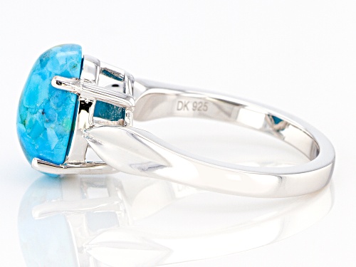 12x10mm Oval Composite Turquoise Rhodium Over Sterling Silver Solitaire Ring - Size 7
