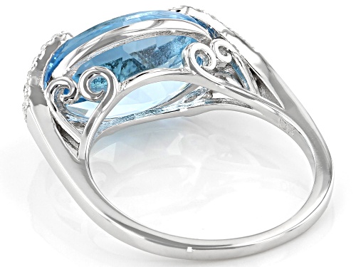 6.38ct Oval Glacier Topaz(TM) and 0.12ctw Zircon Rhodium Over Sterling Silver Ring - Size 8