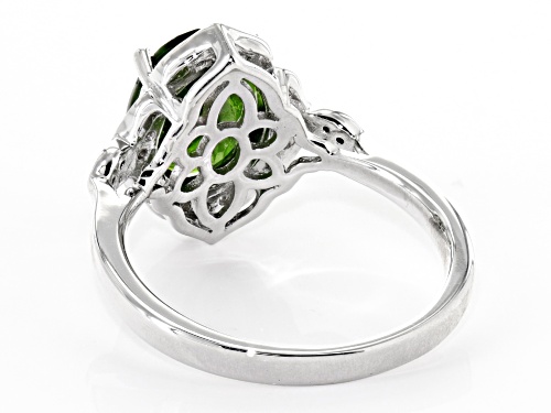 2.85ct Russian Chrome Diopside With .09ctw Diamond Accent Rhodium Over Sterling Silver Ring - Size 6