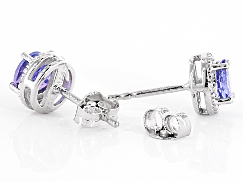 1.75ct round tanzanite with .01ctw round white diamond accent rhodium over sterling silver earrings