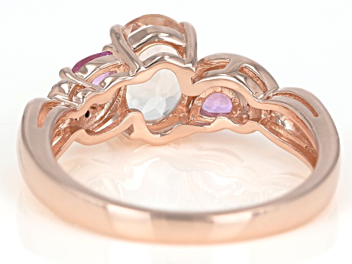 .89ct Morganite, .35ctw pink sapphire & champagne diamond accent 18k rose gold over silver ring - Size 9