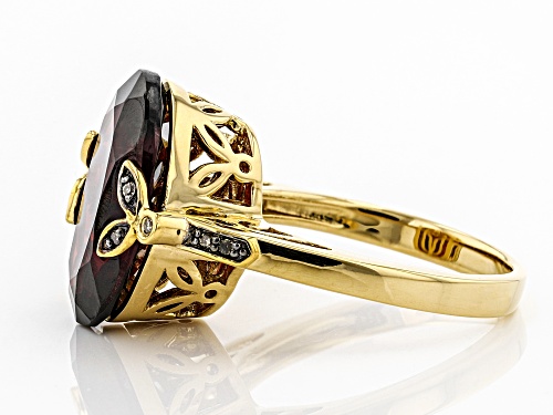 8.50ct Vermelho Garnet™ With .04ctw Champagne Diamond Accent 18k Gold Over Silver Ring - Size 7
