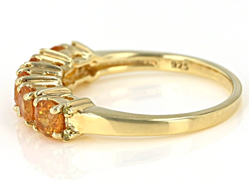 1.27ctw Mandarin Garnet With .03ctw Yellow Diamond Accent 18k Gold Over Sterling Silver Band Ring - Size 8