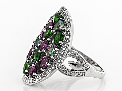 3.30ctw Mixed Shape Multi-Gem With .02ctw Diamond Accent Rhodium Over Sterling Silver Ring - Size 7