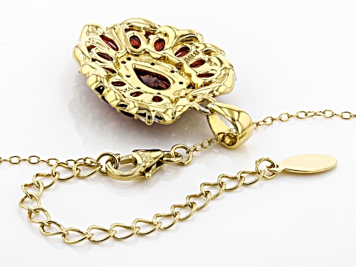 3.12ctw Vermelho Garnet™ And .02ctw White Diamond Accent 18k Gold Over Silver Pendant With Chain
